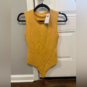 NWT Abercrombie mustard bodysuit with thong strap